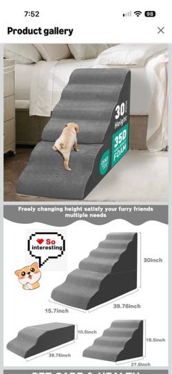 30” Tall 6-Step Pet Stairs for High Beds