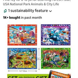 QUOKKA Puzzles for Kids Ages 4-6 - 4 x 60 Puzzles for Toddlers 5-8 - Educational Search & Find Toy for 8-10 yo 