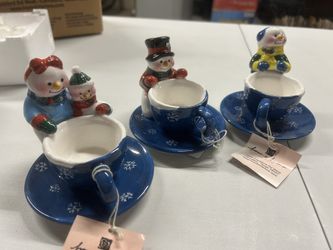 Snowman Teacup Candle Holders