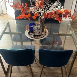 Dining Table and Four Blue Chairs! 