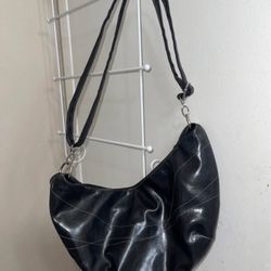Black Faux Leather Slouchy Shoulder Bag – Classic & Minimalist