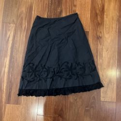 Ann Taylor Black Lace MIDI A Line Skirt Size Small