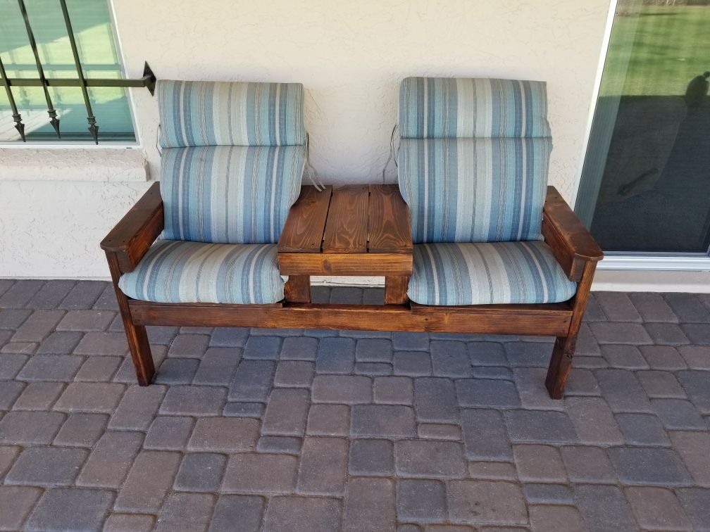 2 seater with table hand made out door patio furniture bench custom