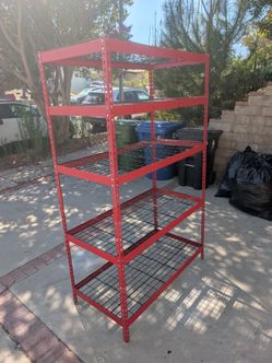 2 Available - Muscle Rack 80" Heavy Duty 5-Shelf Steel Storage Units - Red Wire Shelving