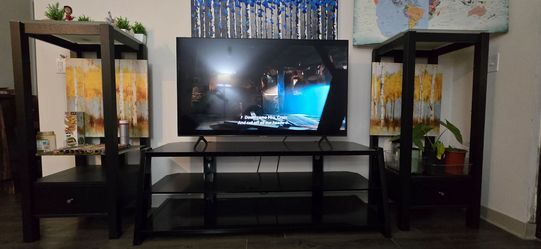 Only TV Stand + Stereo Shelves- NO TV or paintings