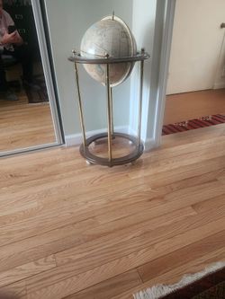 Floor Standing World Globe with Brass Stand