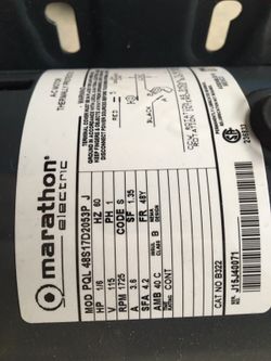 1/6 hp 3.6a 115v 1725rpm blower motor