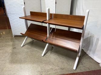 THE LAND OF NOD. Danish Modern Walnut and White Wide Bookcase