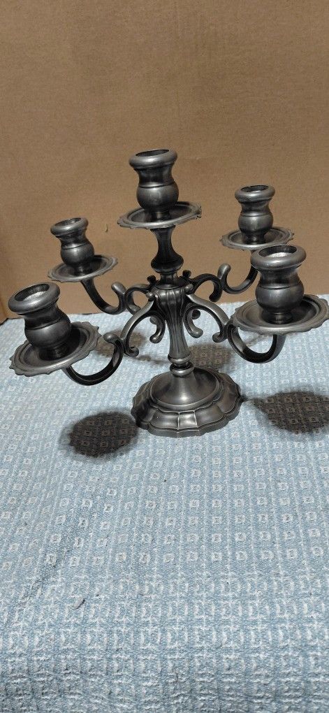 Vintage fine pewter candlestick with 4 arms