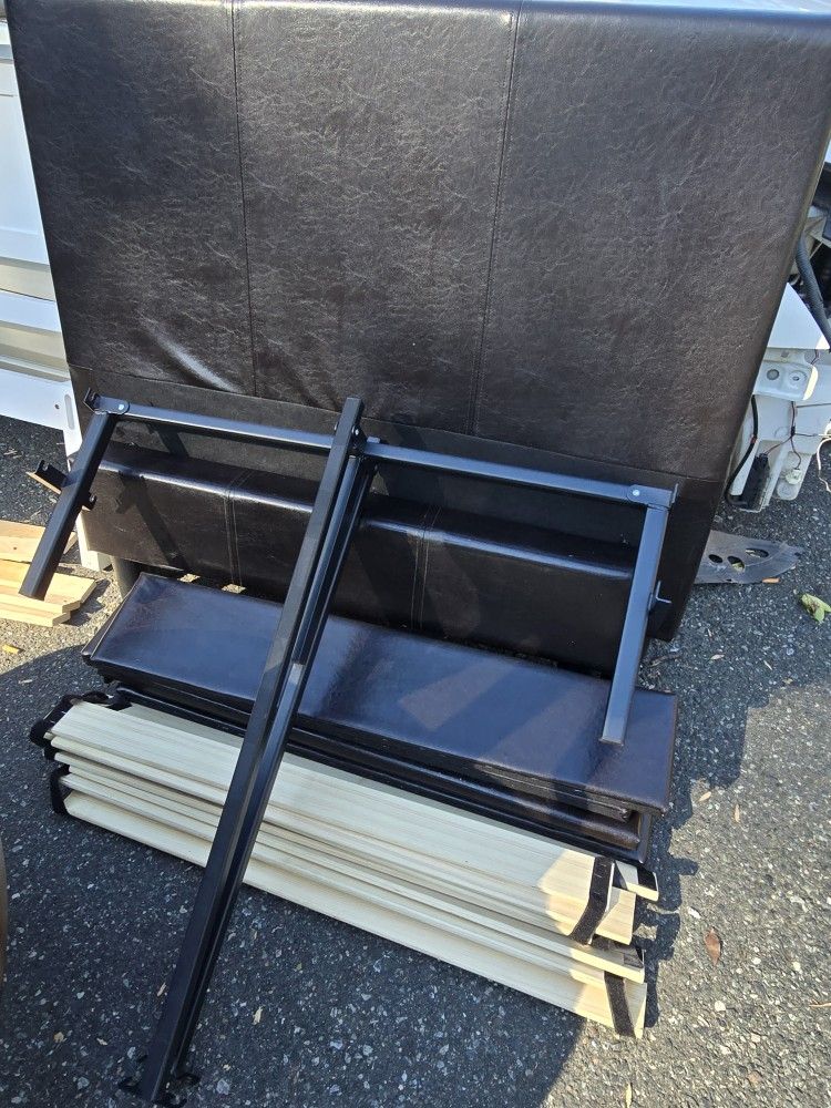 Twin Brown Leather Bed
