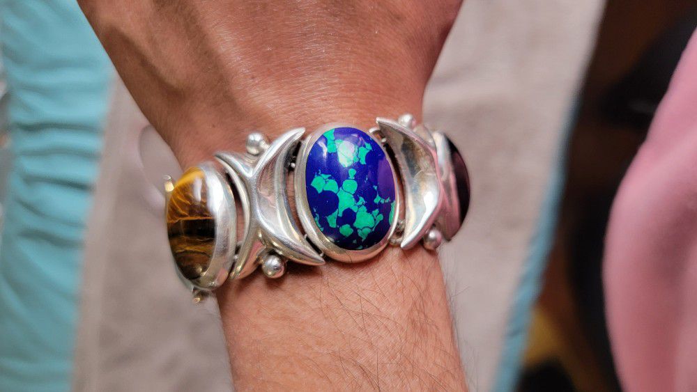 Chunky Bracelet With Multi Gemstone 