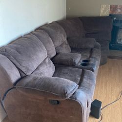 Sectional Recliner Couch Set Dark Brown