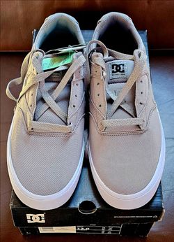 DC Shoes Kalis Vulc Grey White Lace Up Skate Sneakers