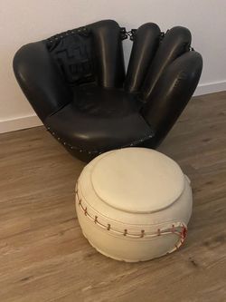 Baseball Glove Chair and Ball Ottoman Set