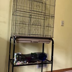 Bird Cage With Rolling Stand And Cover 