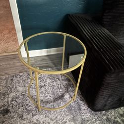 2 Gold/Glass Side Tables