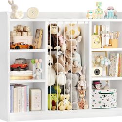 Toddler Stuffed Animal Zoo, Toy Storage Organizer for Playroom, Plush Toy Organizers and Storage, Book Shelf for Kids Rooms, Elastic Band Child Bookca