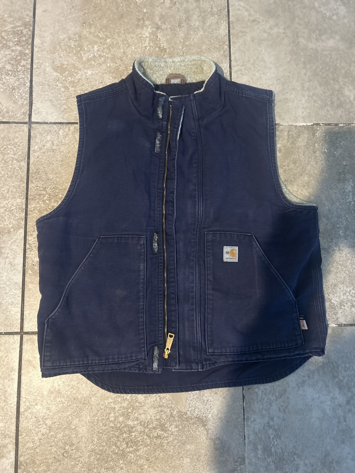 CARHARTT MEN'S FR DUCK SHERPA-LINED VEST