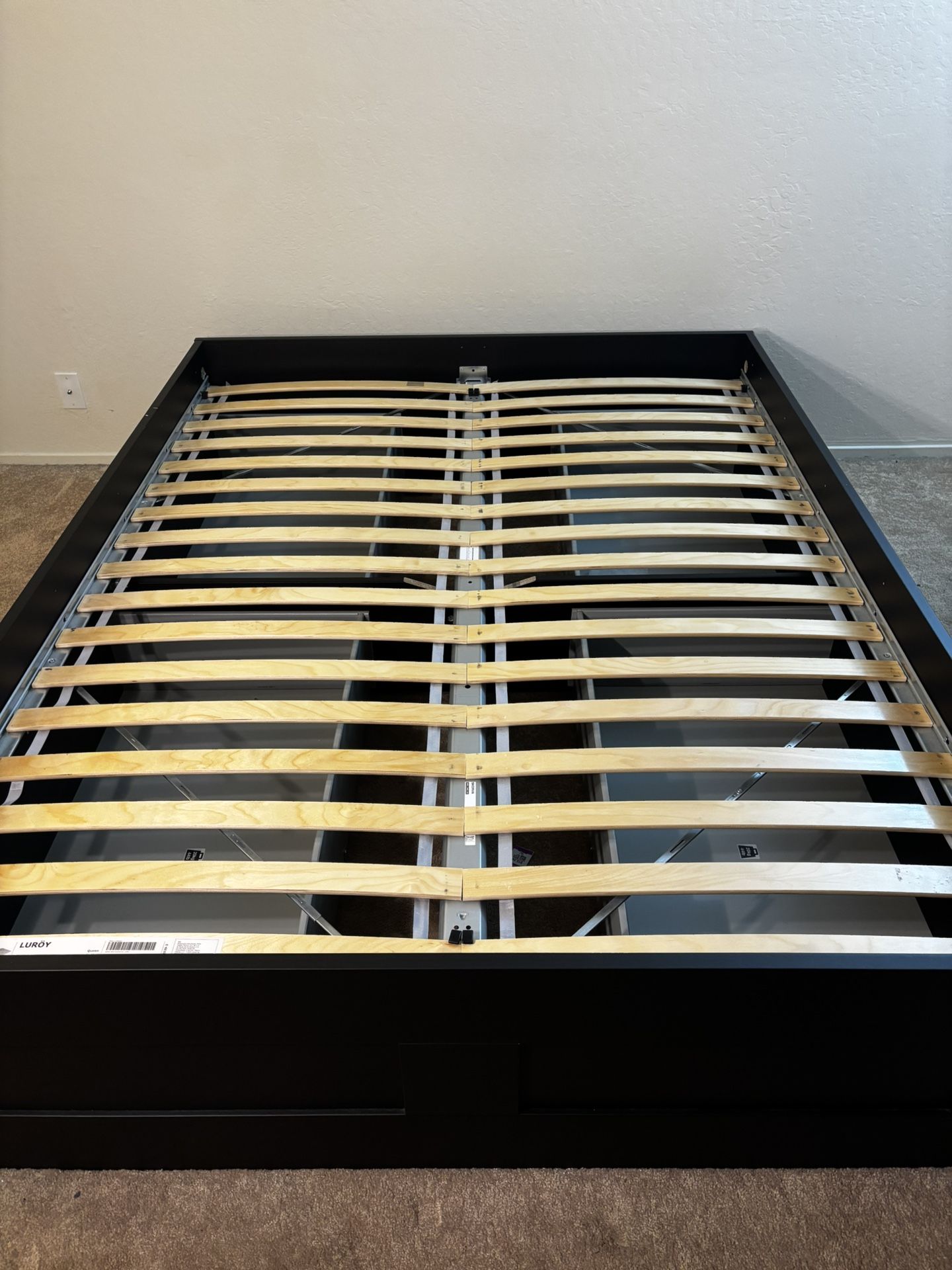 Queen Size IKEA Bed Frame w/ Storage & Slats – Great Condition
