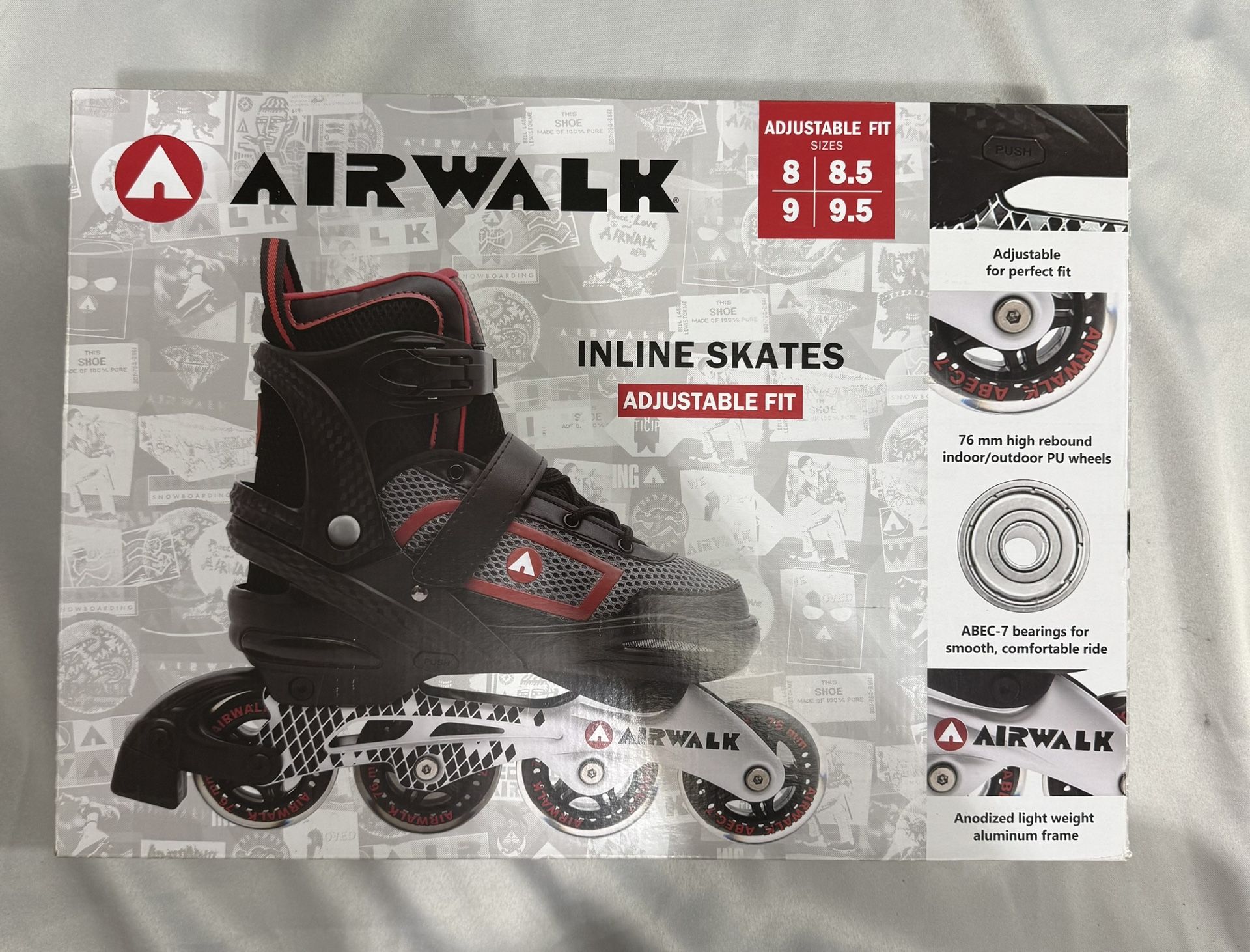 Airwalk Adult Inline Skate Red Size 8 - 8.5 - 9 - 9.5