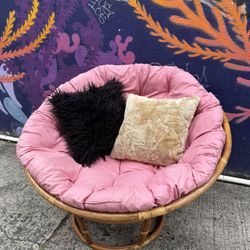 Pink Cushion Papasan Chair (3TWFCX)