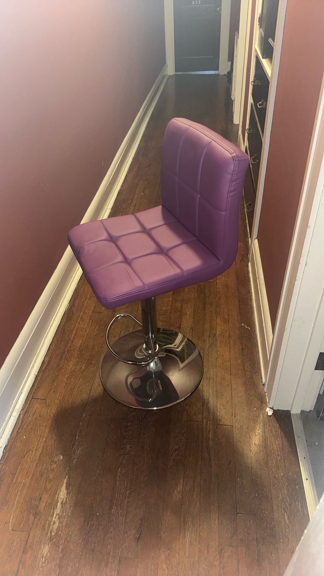 Purple Leather Raising Bar Stool