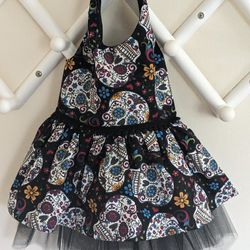 Handmade Sugar Skull Halloween Dog Costume 