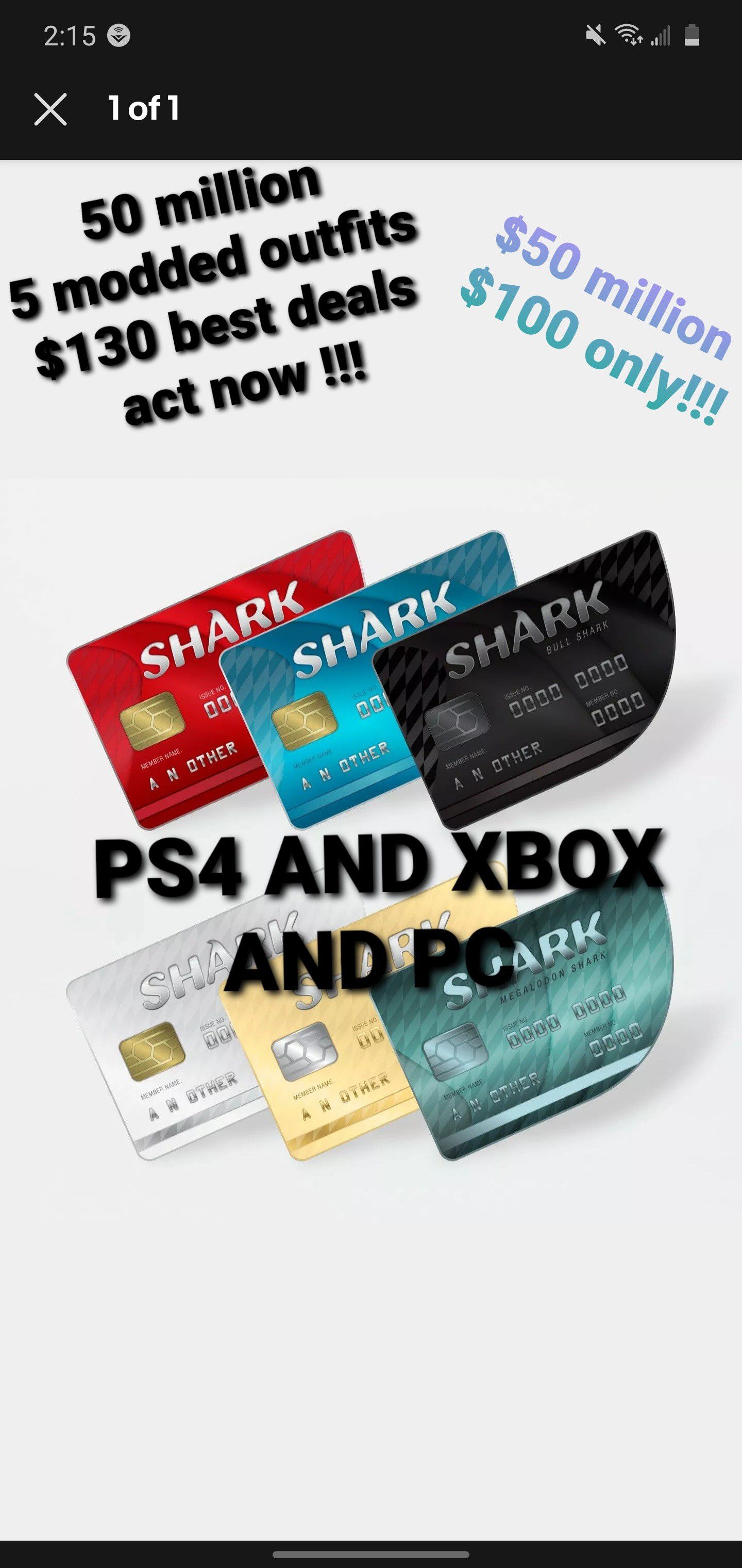 Gta 5 Shark Cards for xbox and ps4