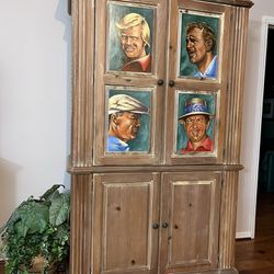 Hand Painted Wood Armoire. 