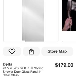 Delta 23.5 in. W × 67.8 in. H Sliding Shower Door Glass Panel in Clear Glass