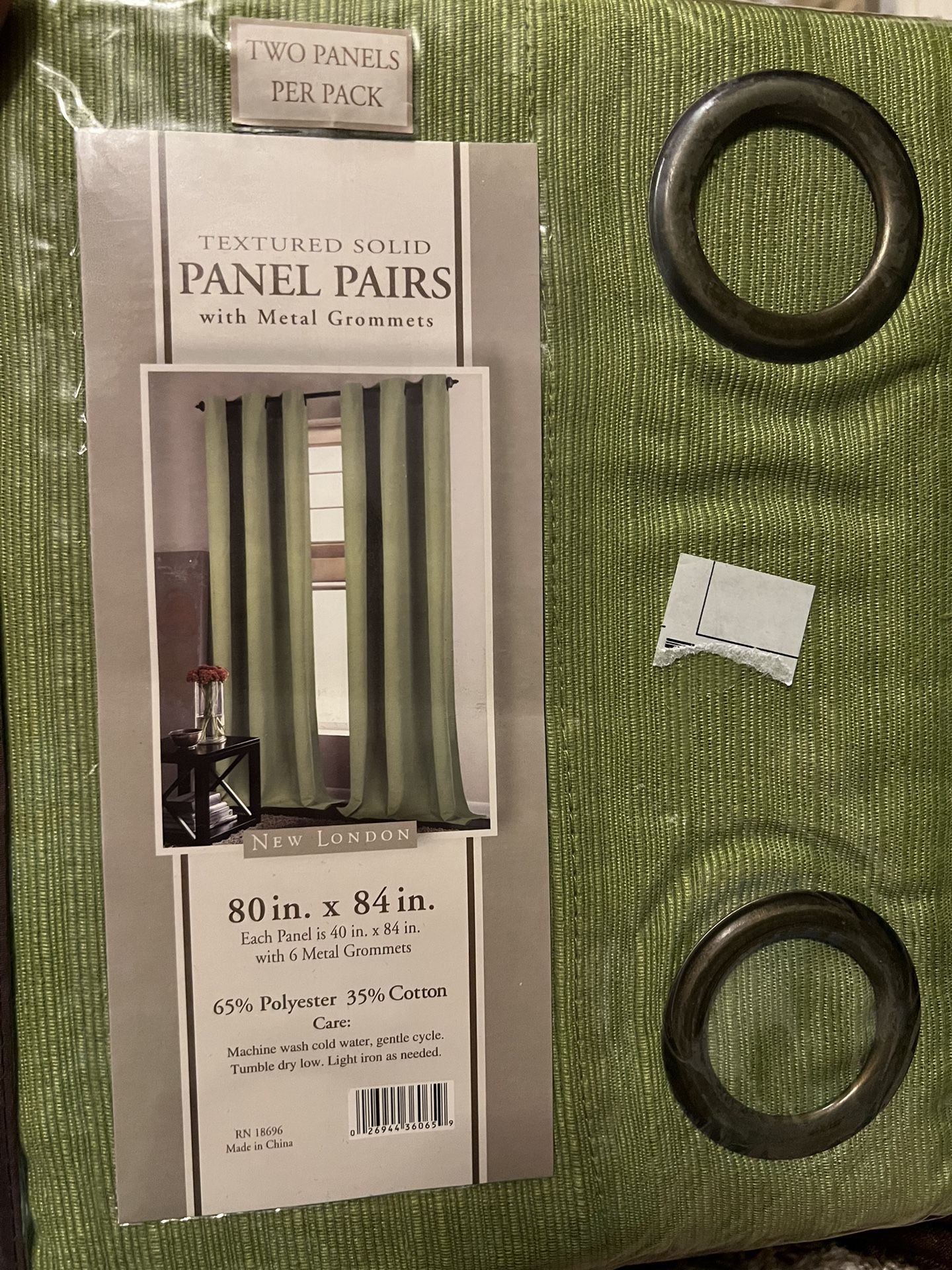 Set Of 2 Green Textured Panels 80x84