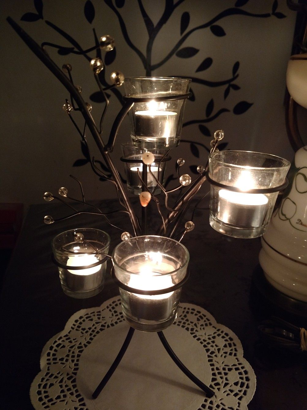 Wrought Iron Tree Votive Candle Holder Centerpiece