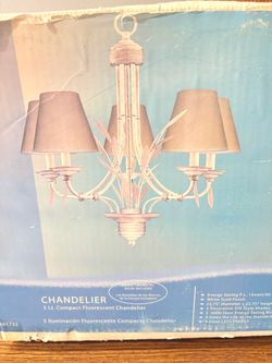 5-Light Compact Fluorescent Chandelier White Gold Flake
