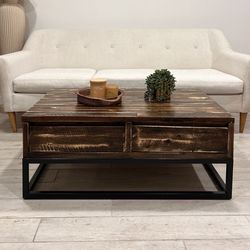 Rustic Reclaimed Wood Industrial Coffee Table