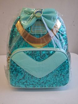 Disney Princess Sequin Collection Jasmine Loungefly Backpack and Wallet