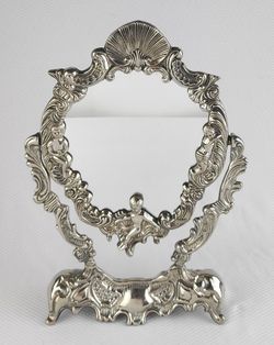 Vintage Ornate Angel Cherub Swivel Vanity Mirror