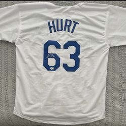Kyle Hurt Signed Los Angeles Dodgers Custom Pro Style Jersey Beckett