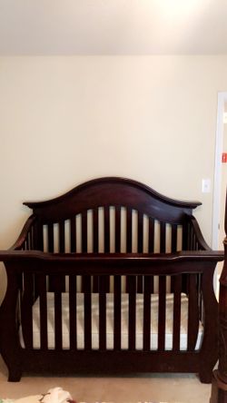Baby Caché cherry wood crib with mattress