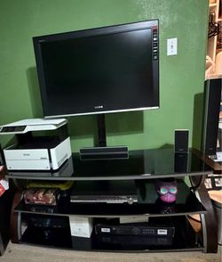 Tv stand 3tier black glass