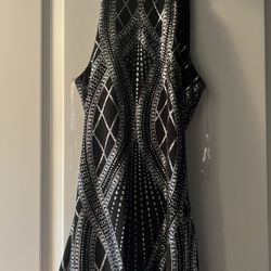 Black And Silver Halter Neck Dress