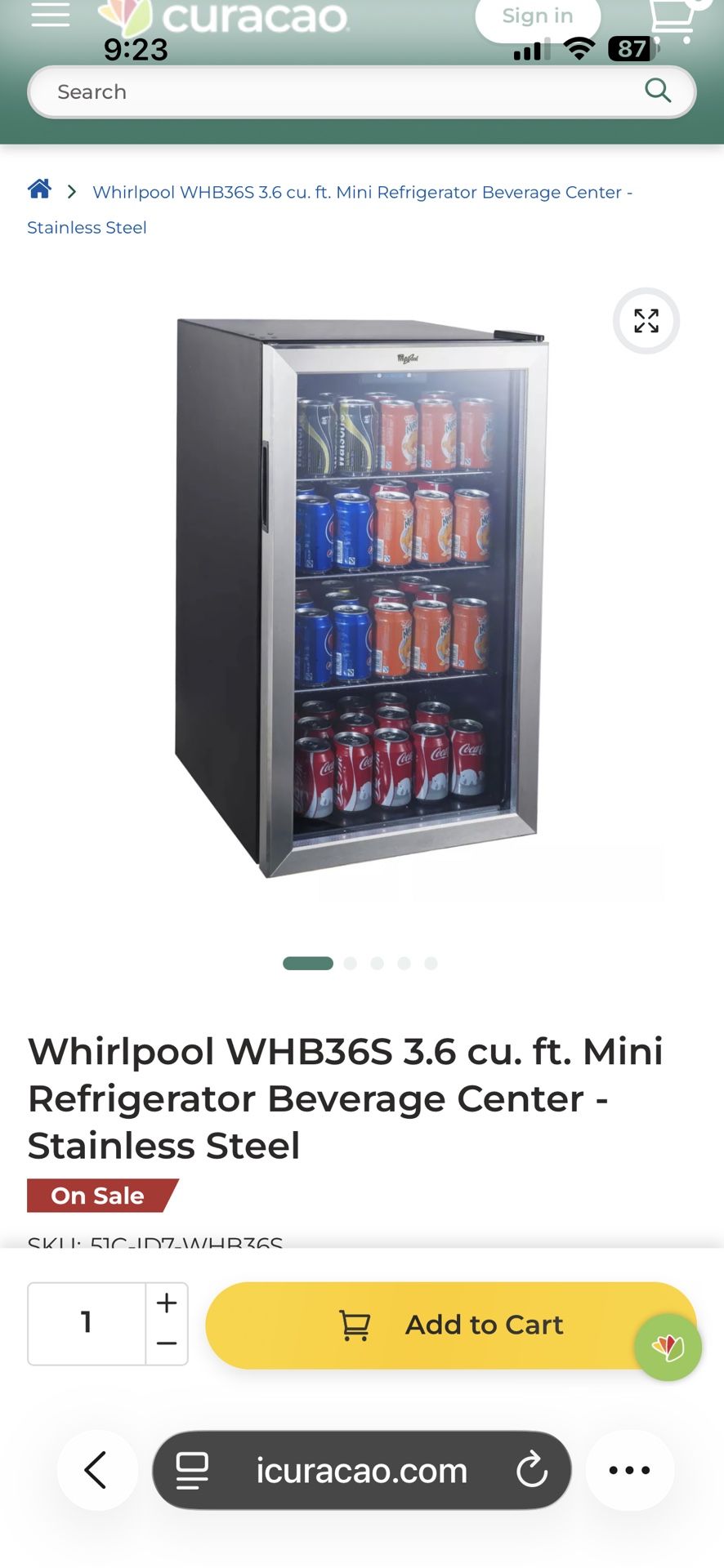 whirlpool 3.6ft mini stainless steel fridge