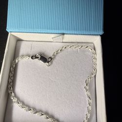 8 inch 3mm solid 925 Diamond Cut Rope Bracelet