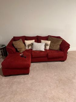 Red Microfiber Sectional Sofa with Chaise