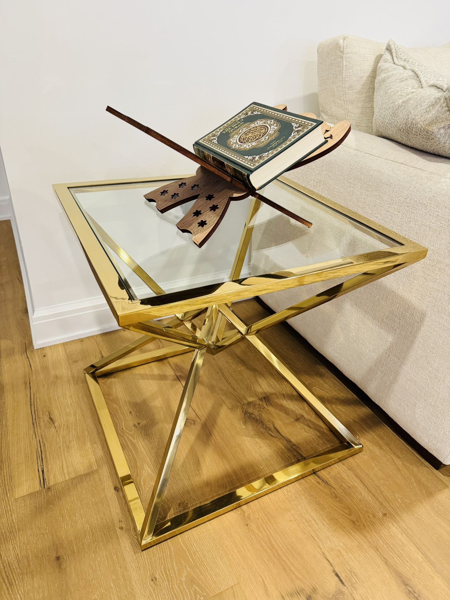 2 Gold Glass Tables