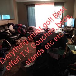 Everything Must Go!! Best Offer!! Couches, TVs, Stands, Beds Etc Etc