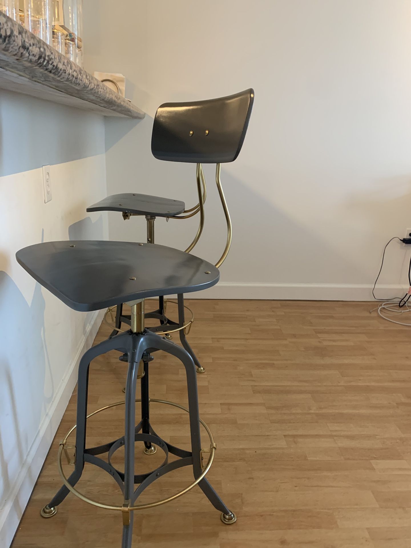 Restoration Hardware Bar Stools in Grey and Brushed Brass 200 total