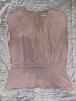 Calvin Klein Pink Sleeveless Wrap Blouse
