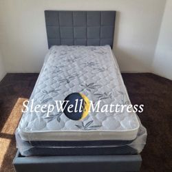 Twin Size Bed Frame With Pillow Top Mattress Included 