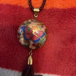 Top Necklace Wine Color With Butterfly Both Sides