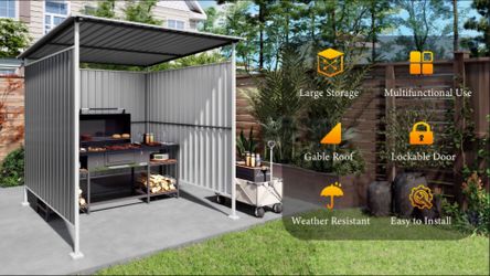 6x6FT Outdoor Pergola for Patio, Bike Storage Shed,Lean to Hardtop Grill Gazebo, Metal Pergolas and Gazebos, Year-round Metal Gazebo Heavy Duty Awning